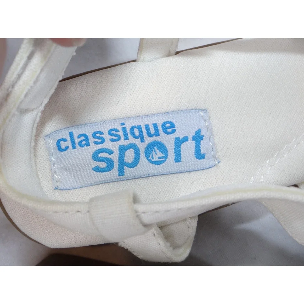 Classique Sport‎ Women's White Strappy Wedge Sandals Size 7M